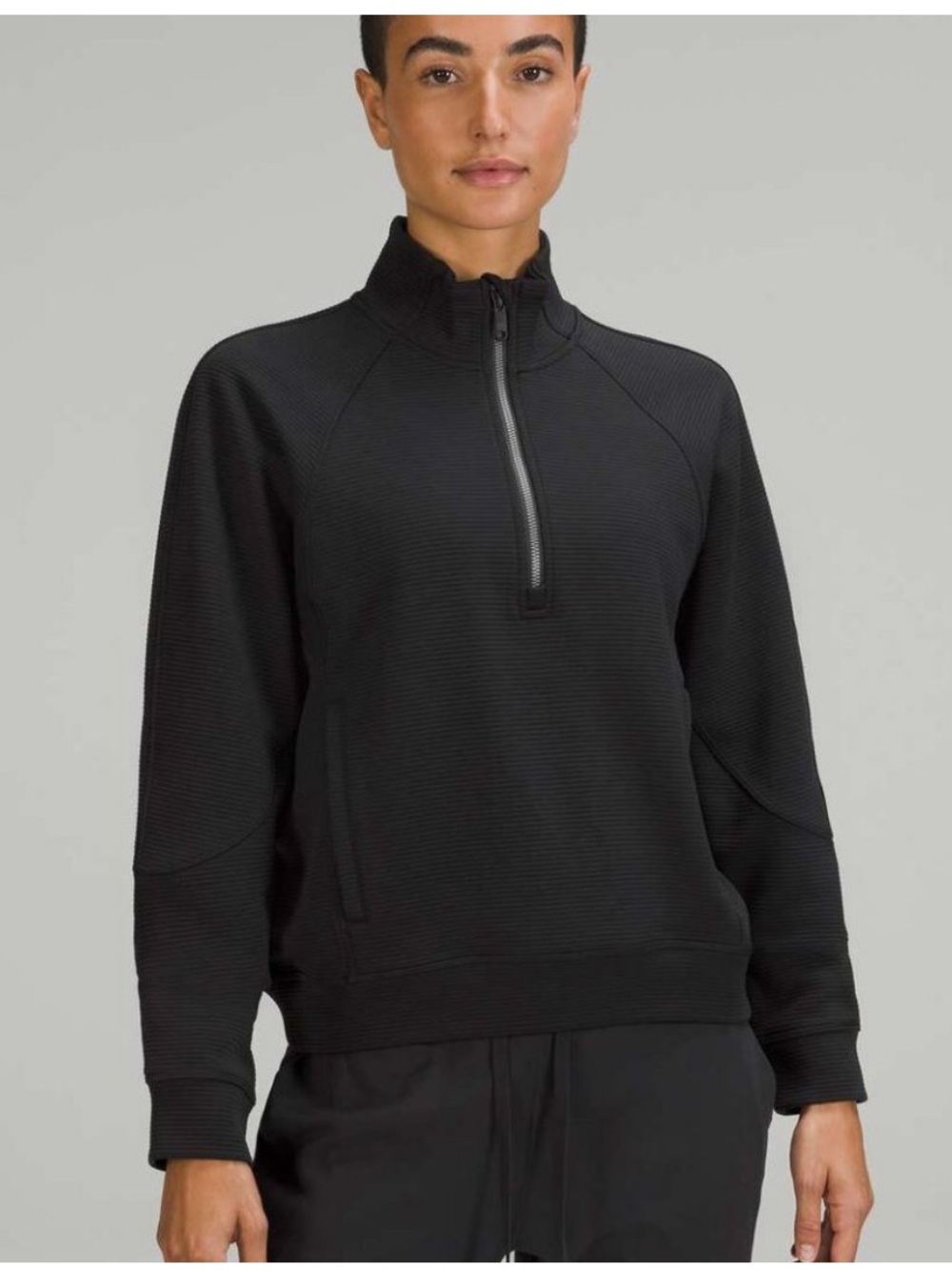 Lululemon Relaxed-Fit Ribbed Half-Zip Pullover Black Size 8